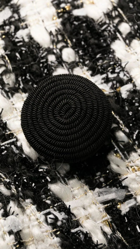 BLACK CHECK BOUCLE TAILORED MINI DRESS