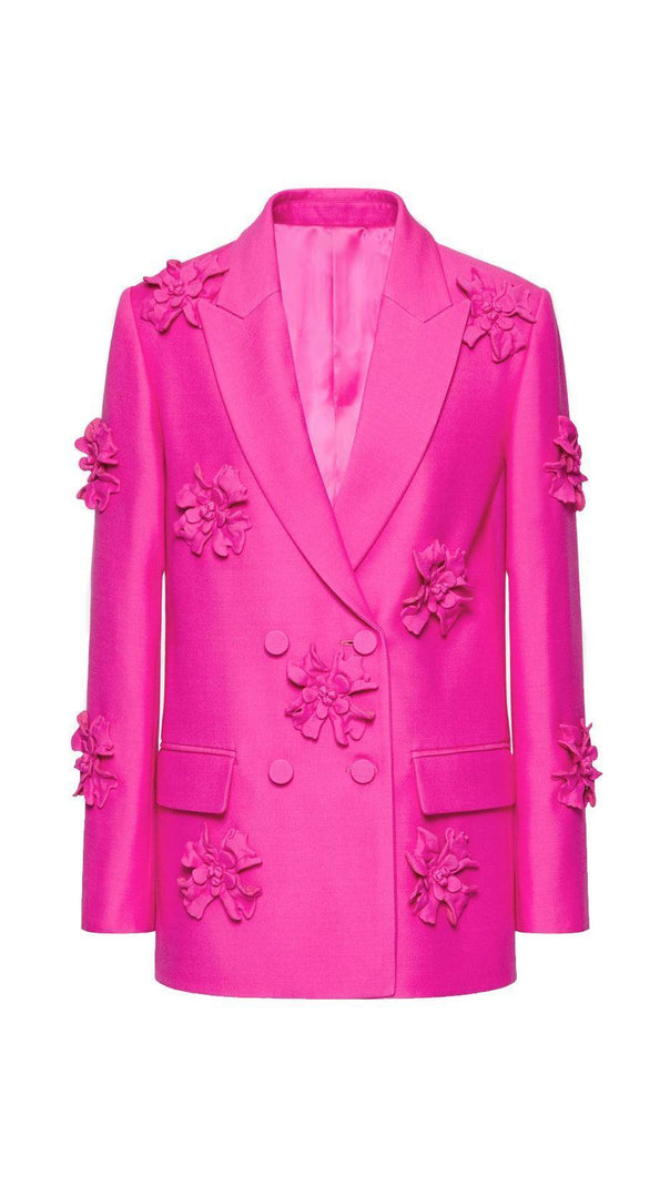 AIIZIE INDIANA FLORAL EMBELLISHED BLAZER SET IN HOT PINK - product image