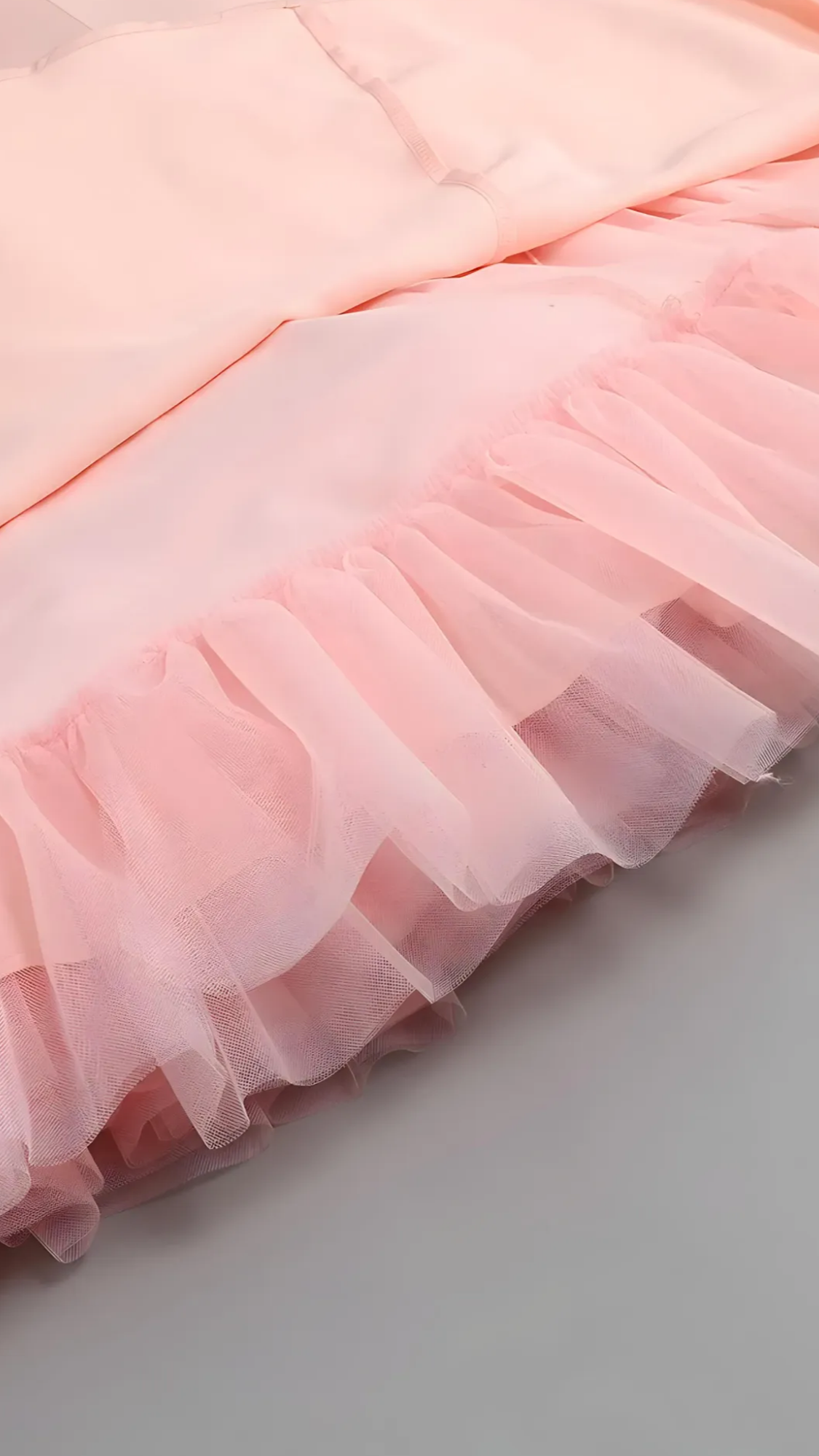 AIIZIE SATIN CORSET TULLE LAYERED A-LINE MIDI DRESS - BABY PINK - product image
