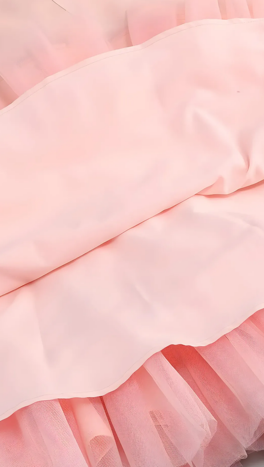 SATIN CORSET TULLE LAYERED A-LINE MIDI DRESS - BABY PINK