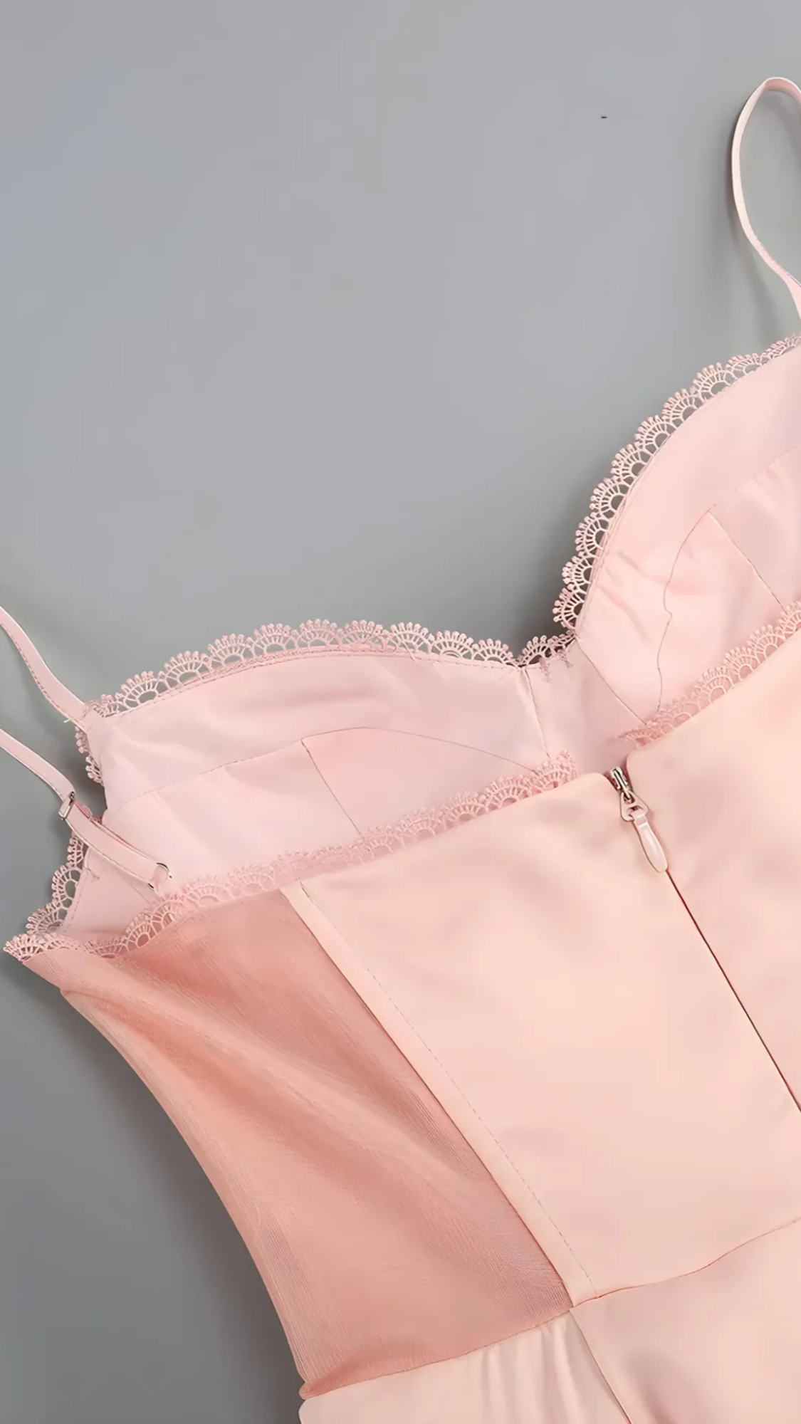 AIIZIE SATIN CORSET TULLE LAYERED A-LINE MIDI DRESS - BABY PINK - product image