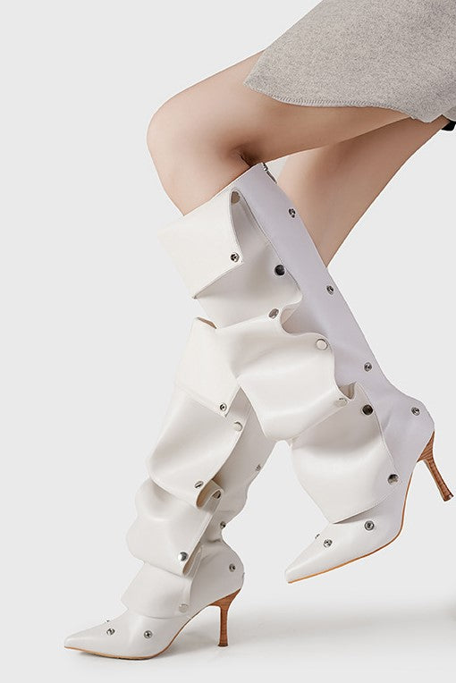 STIVALI ALTI AL GINOCCHIO CON APPLIQUÉ ISABELA - BIANCO