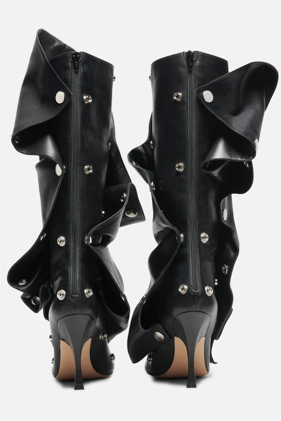 AIIZIE ISABELA APPLIQUÉ RUCHED KNEE-HIGH BOOTS - BLACK - product image