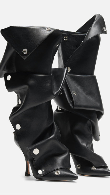 STIVALI ALTI AL GINOCCHIO CON APPLICAZIONI ISABELA E RUCHES - NERO