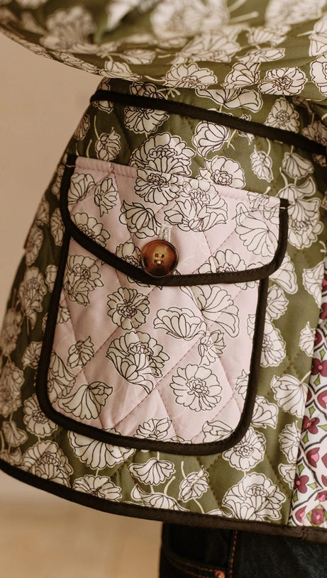MULTICOLOR FLORAL POCKET QUILTED COAT