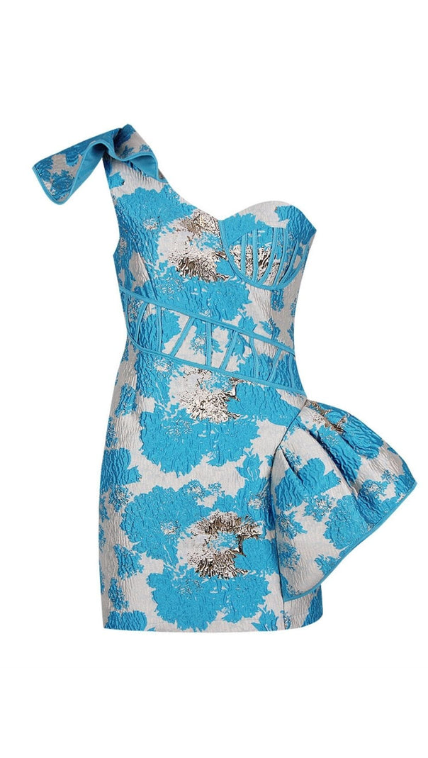 MINI ABITO MONOSPALLA JACQUARD BLU