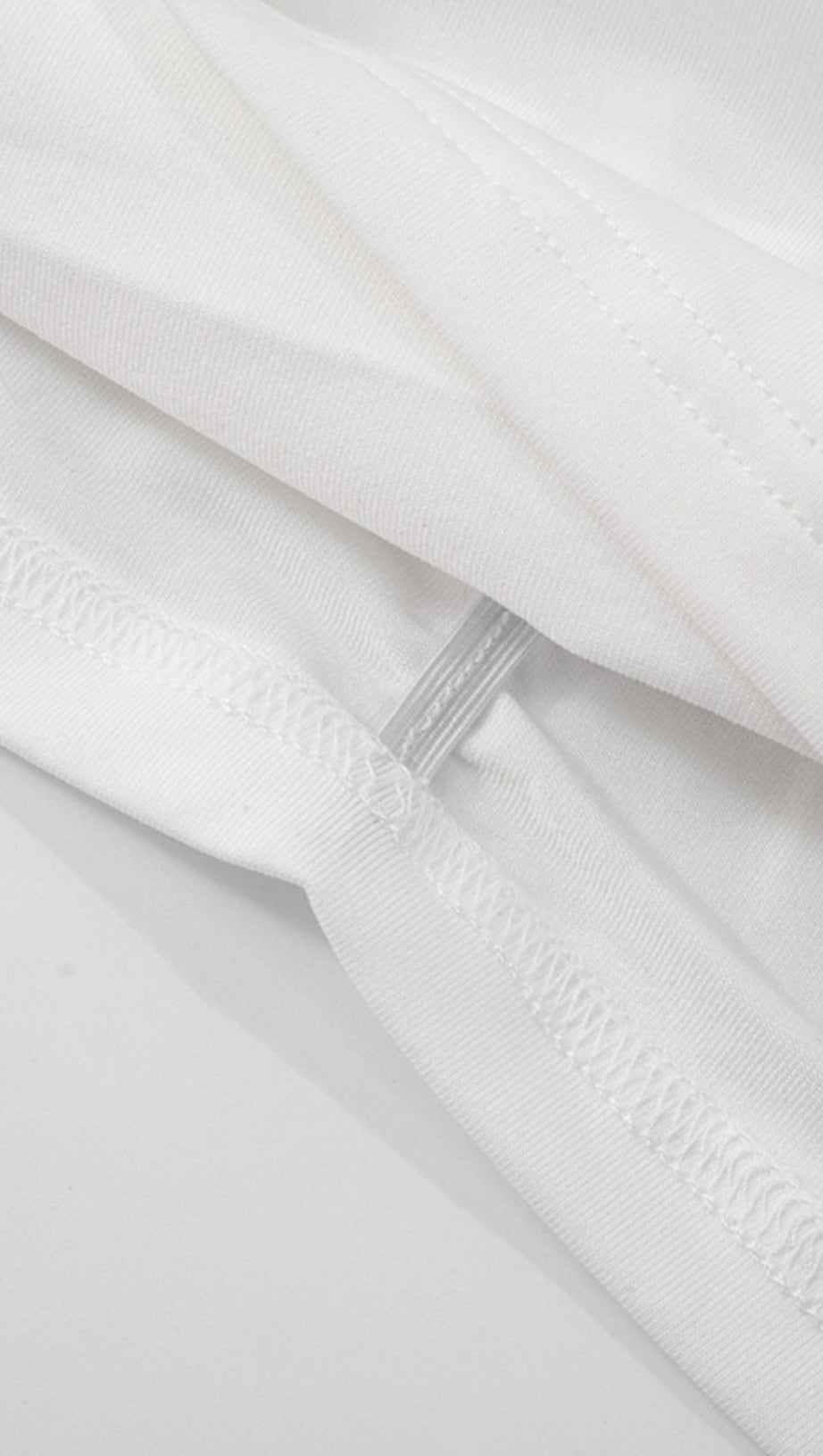 ZENOBIA MINI ABITO ASIMMETRICO CON SCIALLE E RUCHES, MONOSPALLA, BIANCO