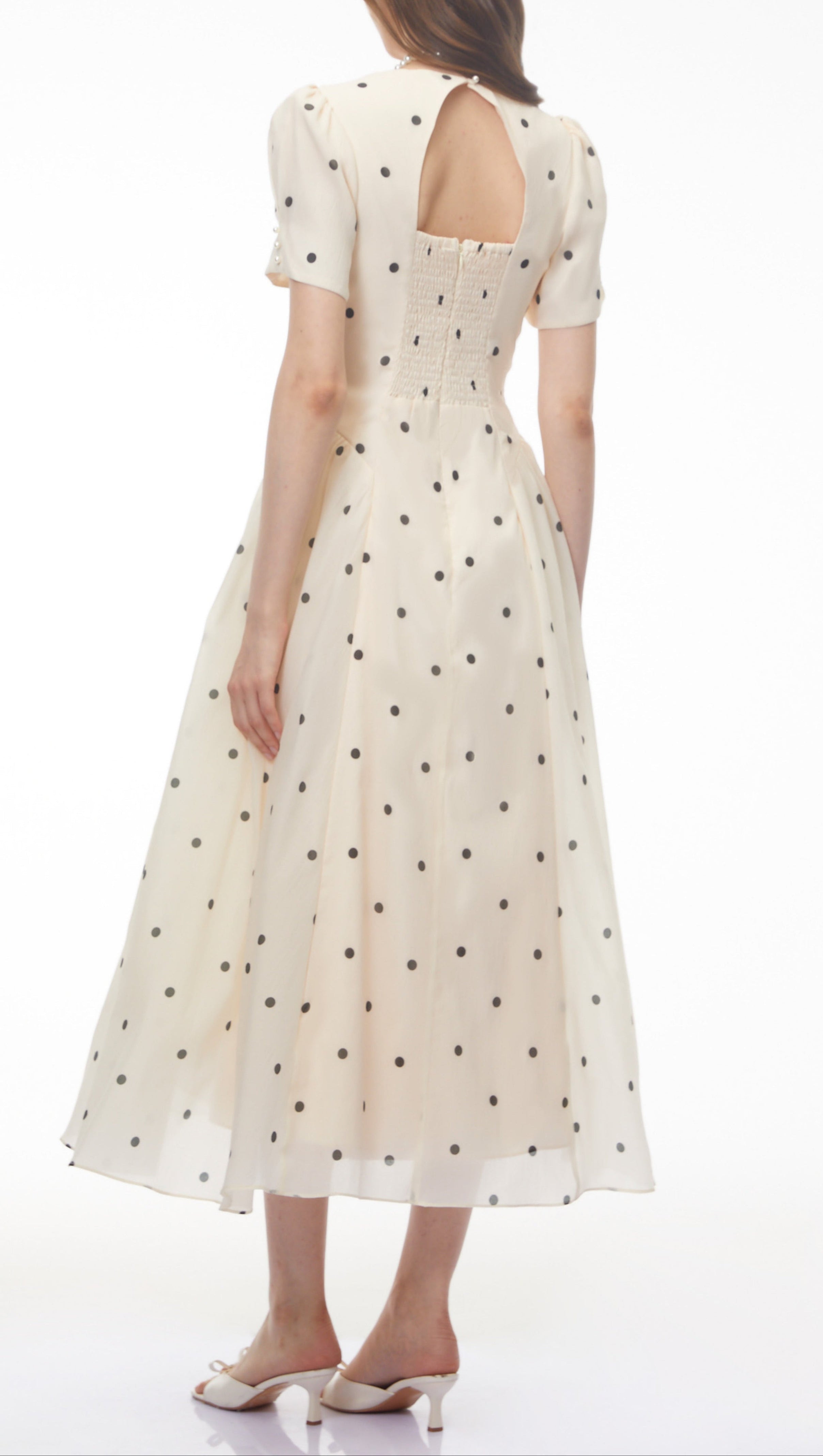 Javaneh White Polka Dot Maxi Dress