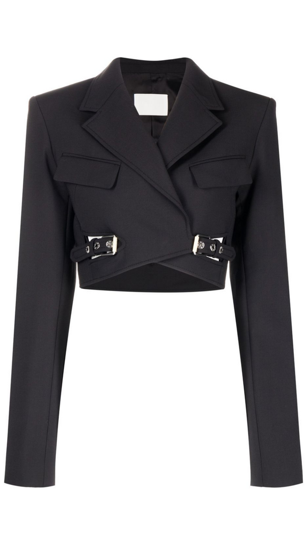 AIIZIE JAYLA CROPPED CUTOUT BLAZER IN BLACK - product image