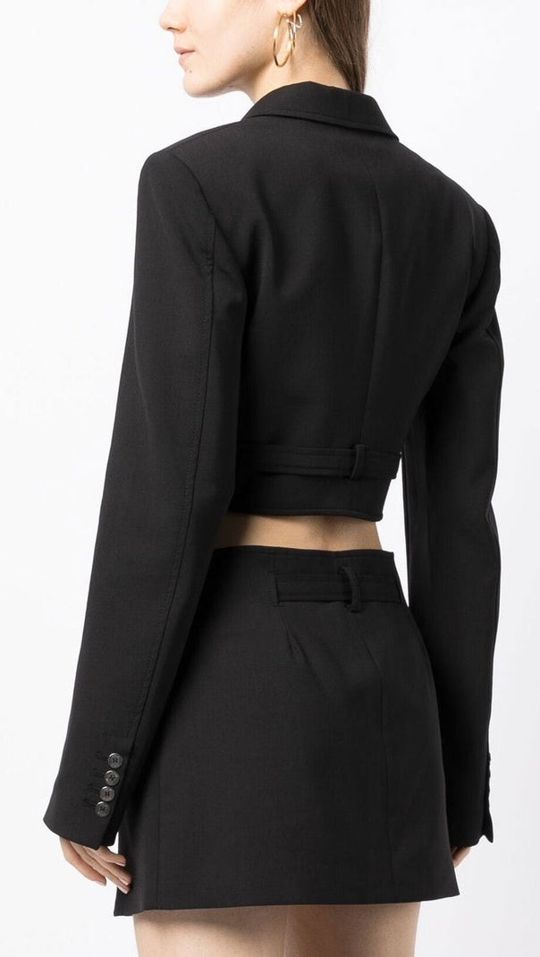 AIIZIE JAYLA CROPPED CUTOUT BLAZER IN BLACK - product image