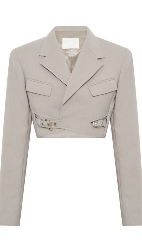 JAYLA CROPPED CUTOUT BLAZER IN GREY
