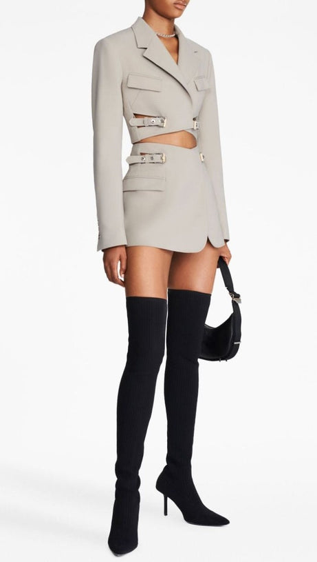JAYLA CROPPED CUTOUT BLAZER IN GREY