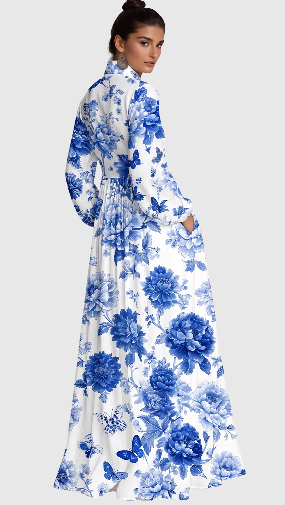 Judie Floral Print Maxi Dress - Blue