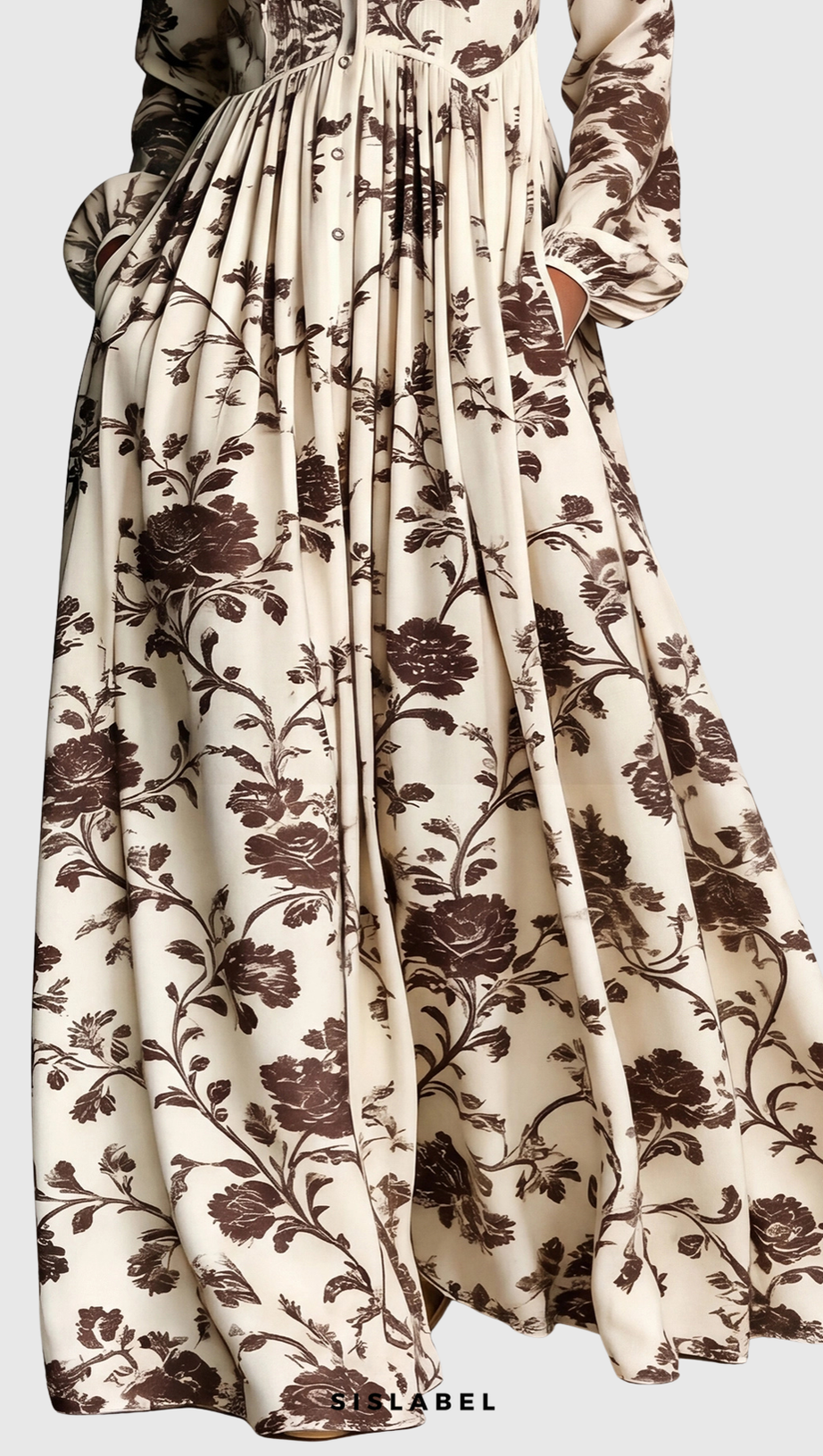 Judie Floral Print Maxi Dress - Brown
