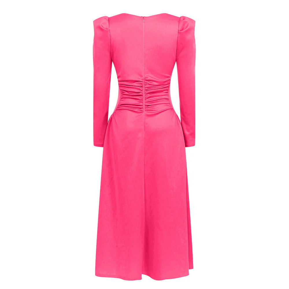 AIIZIE SQUARE NECK PLEATED MAXI DRESS IN PINK - product image