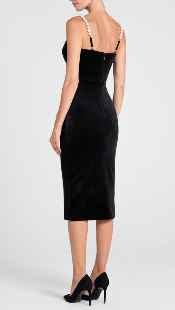 AIIZIE VELVET PEARL EMBELLISHED MIDI DRESS - product image