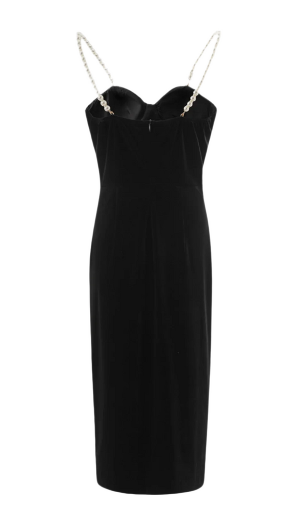 AIIZIE VELVET PEARL EMBELLISHED MIDI DRESS - product image