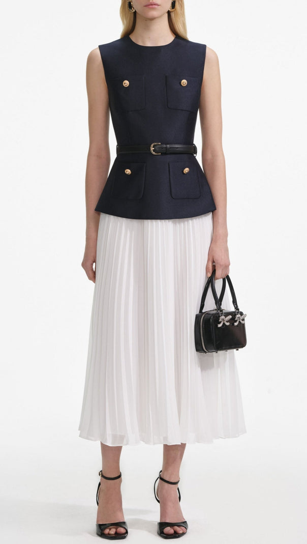 AIIZIE SLEEVELESS BELTED CHIFFON MIDI DRESS - product image
