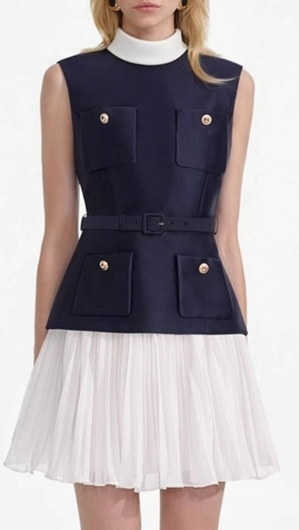 AIIZIE SLEEVELESS BELTED CHIFFON MINI DRESS - product image