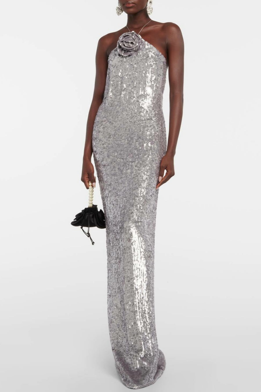 KIARA FLORAL SEQUIN BACKLESS MAXI DRESS