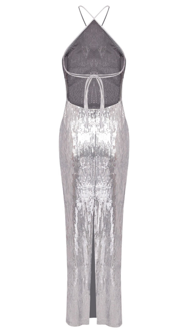 AIIZIE KIARA FLORAL SEQUIN BACKLESS MAXI DRESS - product image