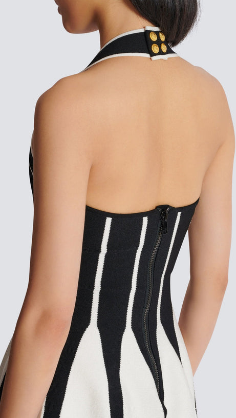 KRIADEN FLARED HALTER KNIT MINI DRESS