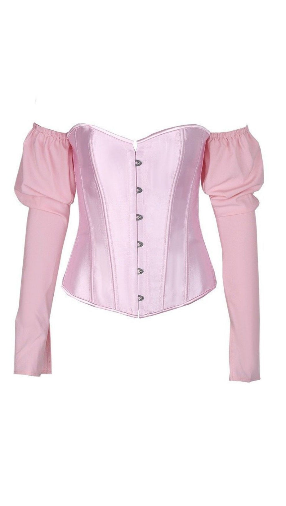 LACE-UP LONG PUFF SLEEVE CROSET TOP