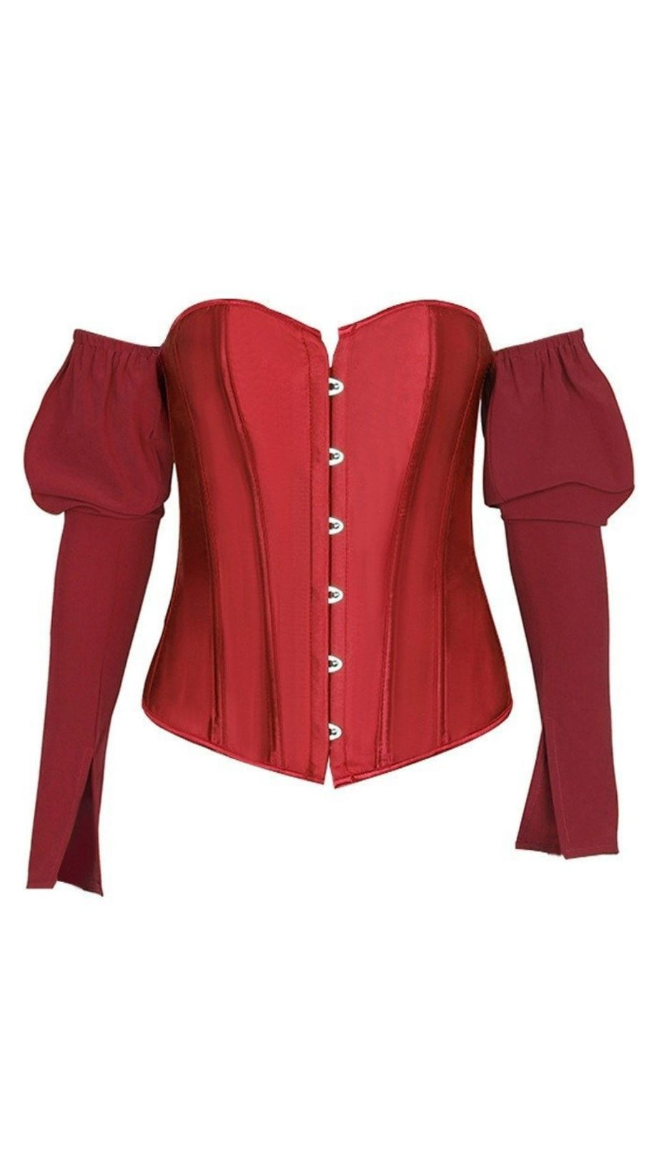 LACE-UP LONG PUFF SLEEVE CROSET TOP