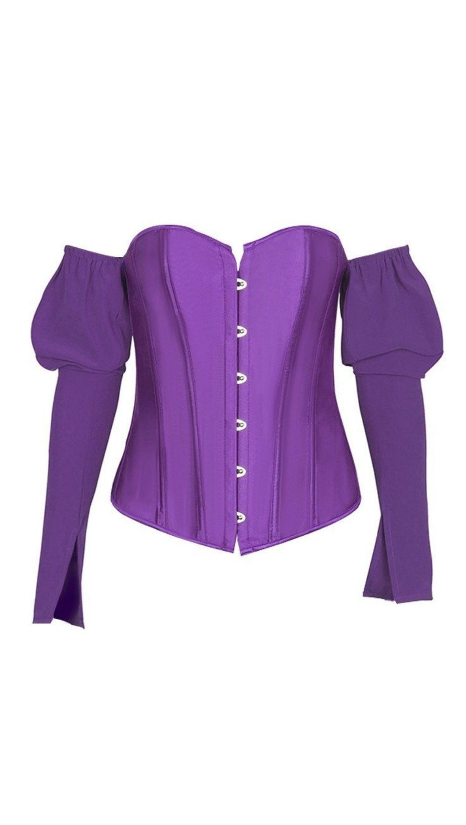 LACE-UP LONG PUFF SLEEVE CROSET TOP