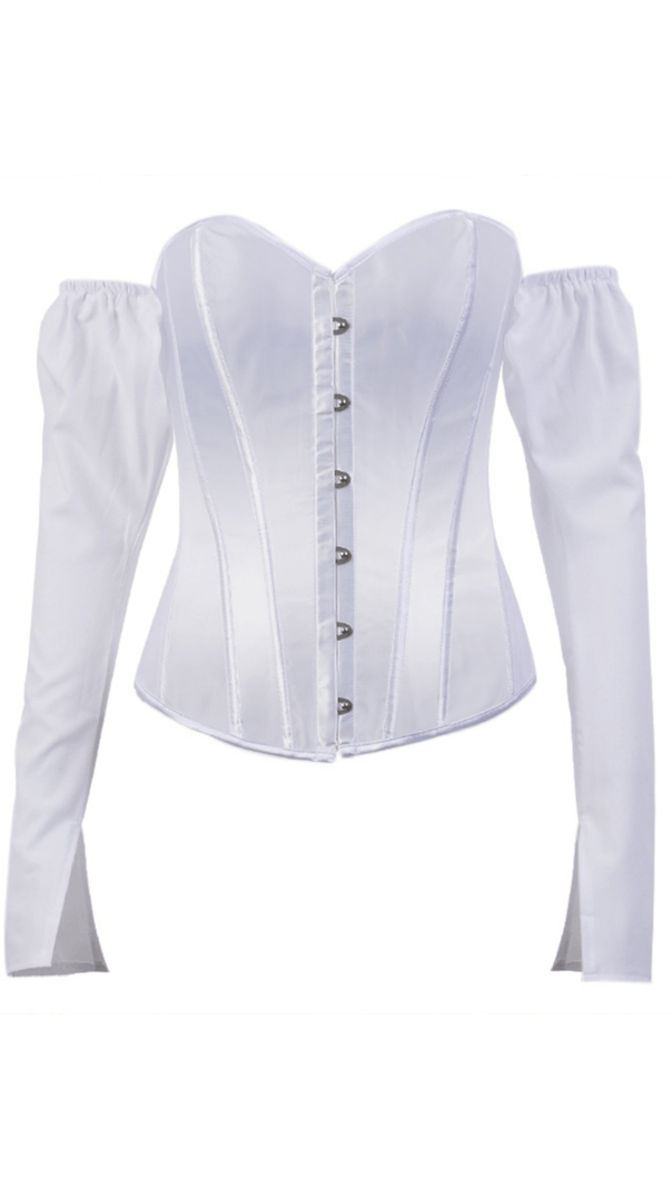 TOP CROSET CON MANICHE LUNGHE A SBUFFO E LACCI 