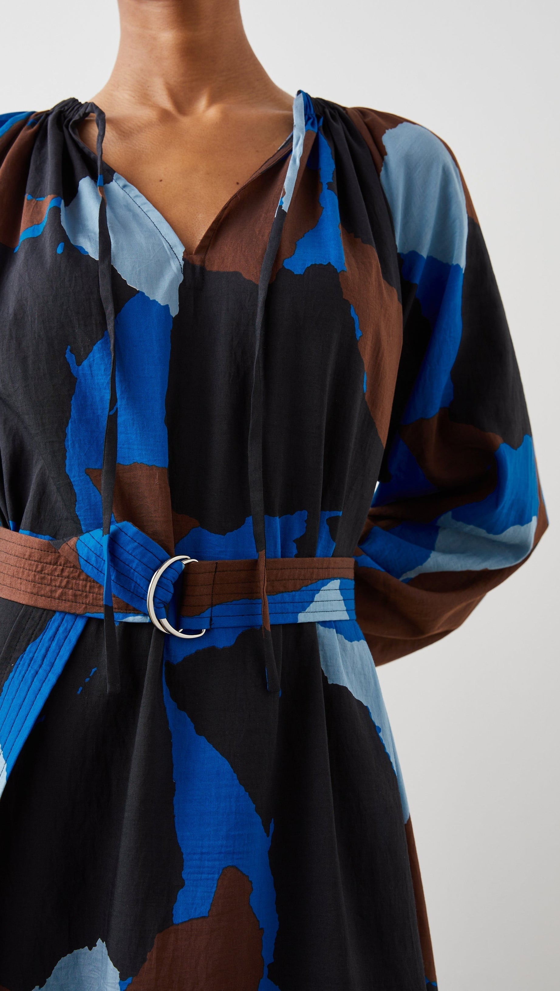 LEANNA DRESS - BLUE MULTI COLOR BLOCK