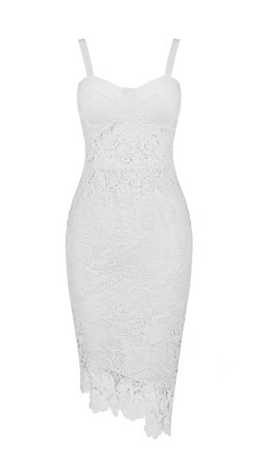 LEMON YELLOW LACE SHEATH DRESS