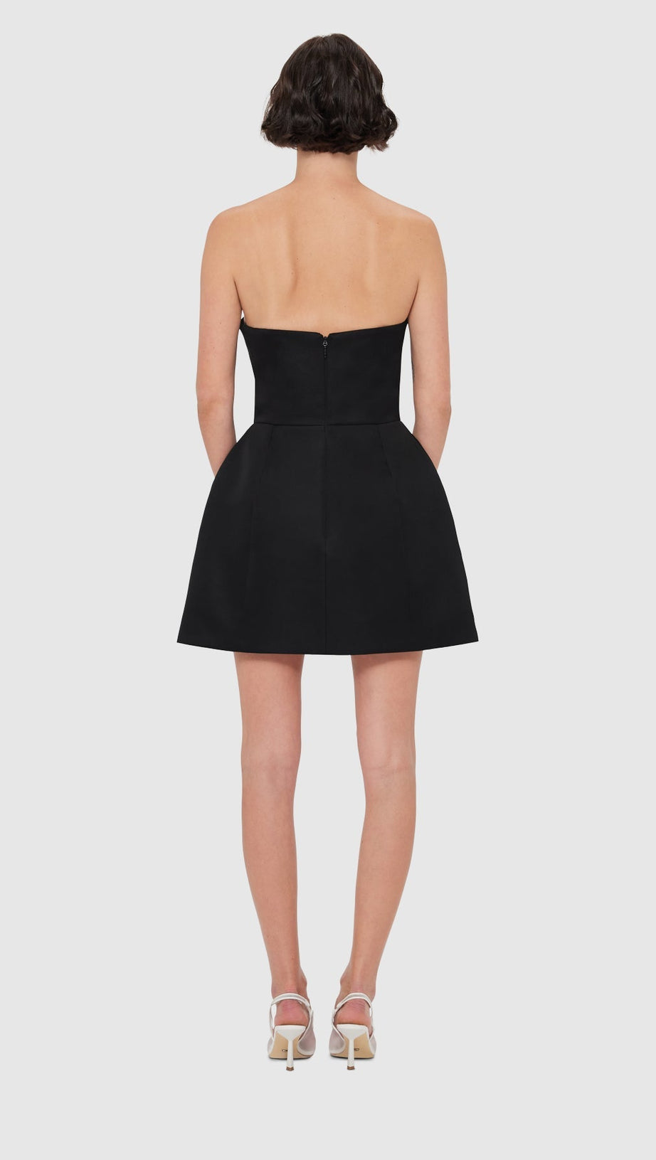 Rosario – Bustier-Minikleid mit Blumenapplikation in Schwarz