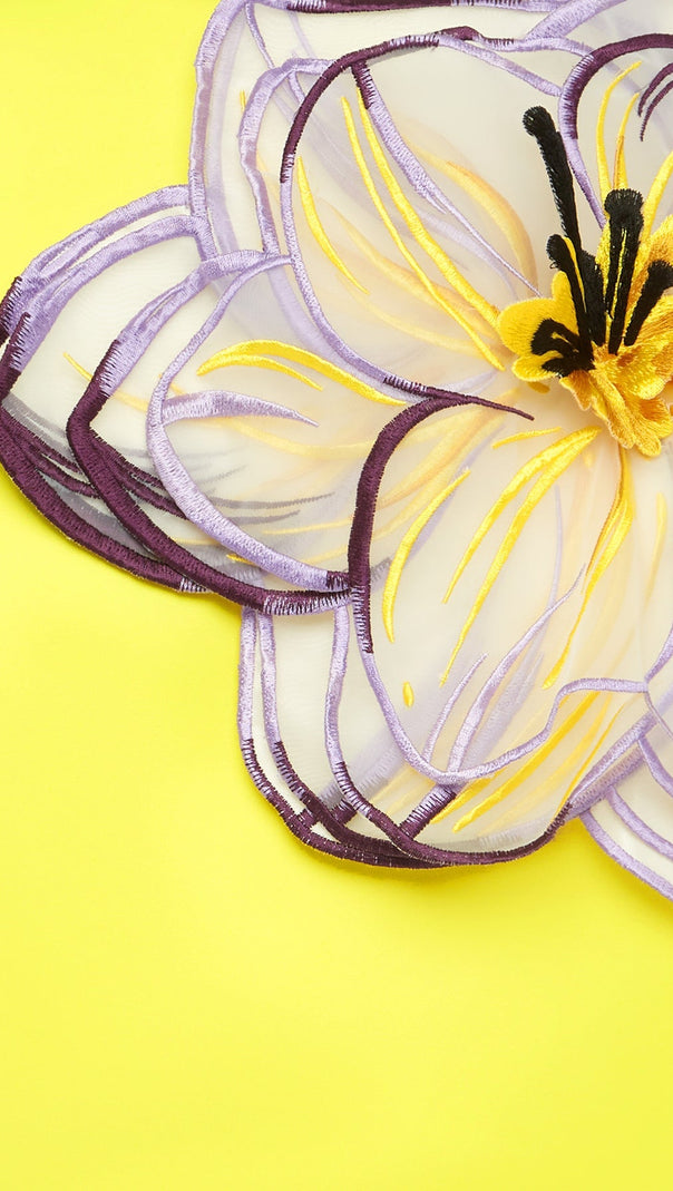 AIIZIE INDIE APPLIQUÉ SLEEVE IRIS PRINT SET IN YELLOW - product image