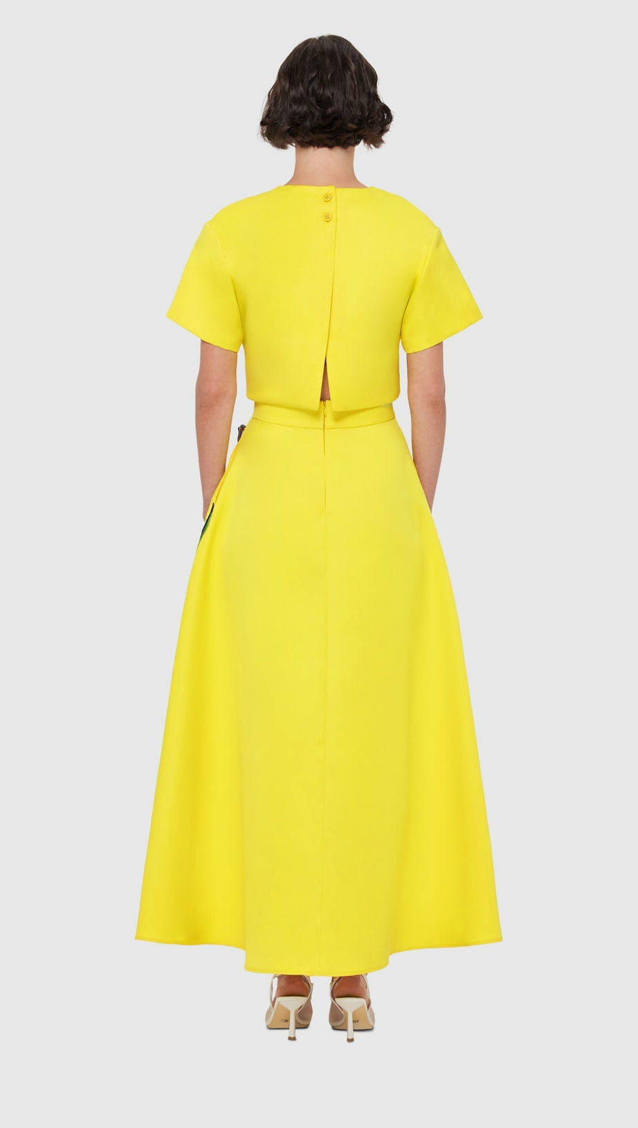 INDIE APPLIQUÉ SLEEVE IRIS PRINT SET IN YELLOW