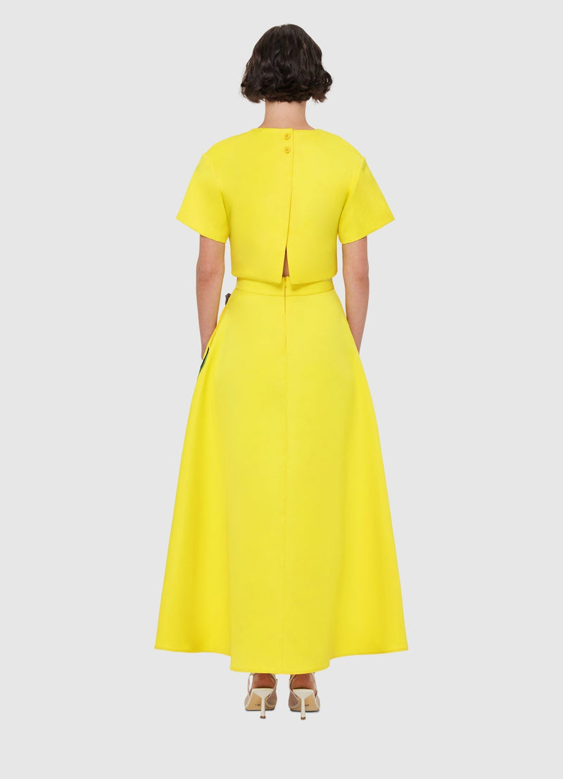 Indie Appliqué Sleeve Iris Print set in Yellow