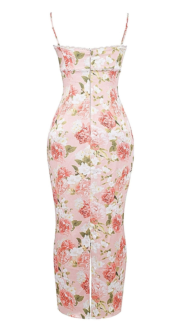 AIIZIE LACE BUSTIER FLORAL MAXI DRESS PINK - product image