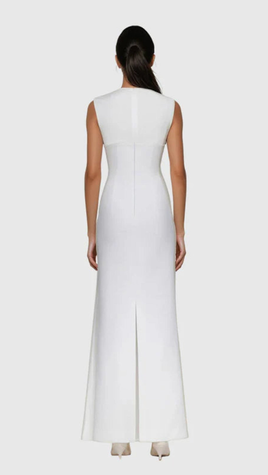 IMAN SLEEVELESS MOCK NECK MAXI DRESS - ELEGANT WHITE GOWN FOR SPECIAL OCCASIONS
