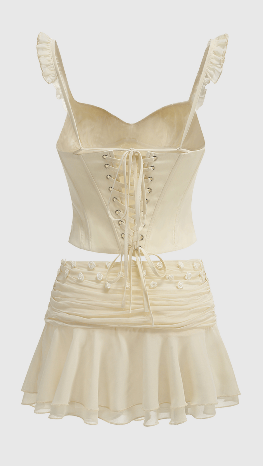 AMELIA CORSET LACE UP RUFFLE SKIRT SET