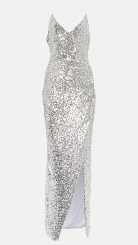 SEQUIN CROPPED BLAZER IN SILVER