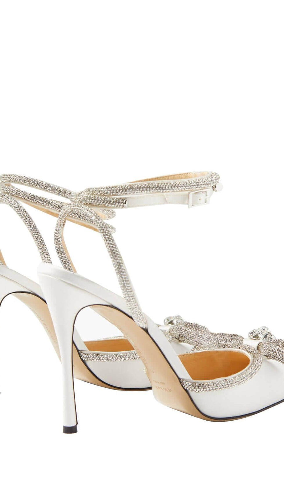 DÉCOLLETÉ CON FIOCCO E CRISTALLI IN RASO BIANCO