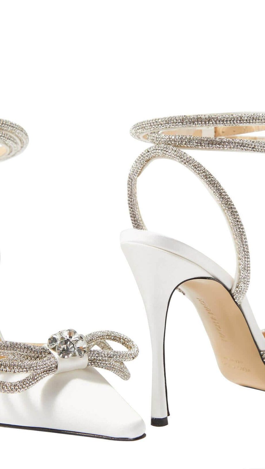 DÉCOLLETÉ CON FIOCCO E CRISTALLI IN RASO BIANCO