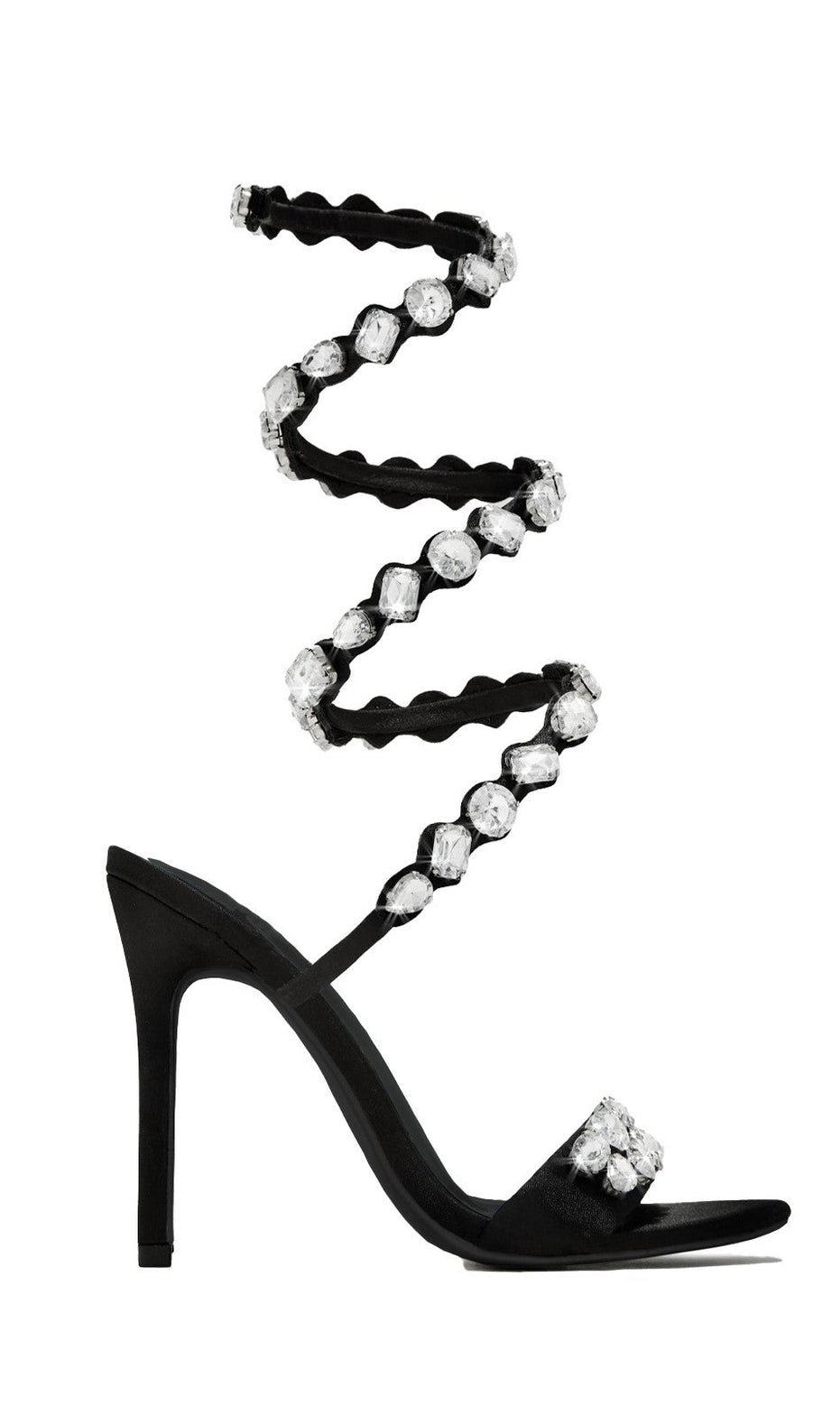 Laura Diamond Ankle Strap Stiletto Sandals - Black
