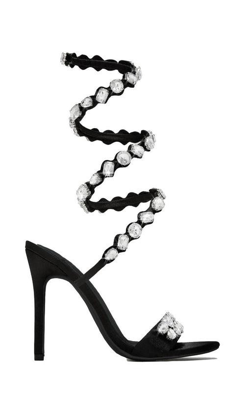 Laura Diamond Stiletto-Sandalen mit Knöchelriemen - Schwarz