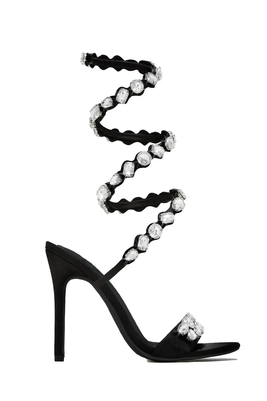 AIIZIE LAURA DIAMOND ANKLE STRAP STILETTO SANDALS - BLACK - product image
