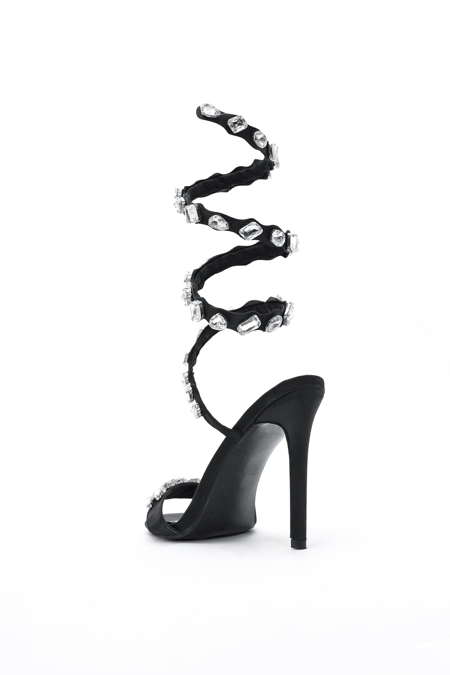 AIIZIE LAURA DIAMOND ANKLE STRAP STILETTO SANDALS - BLACK - product image