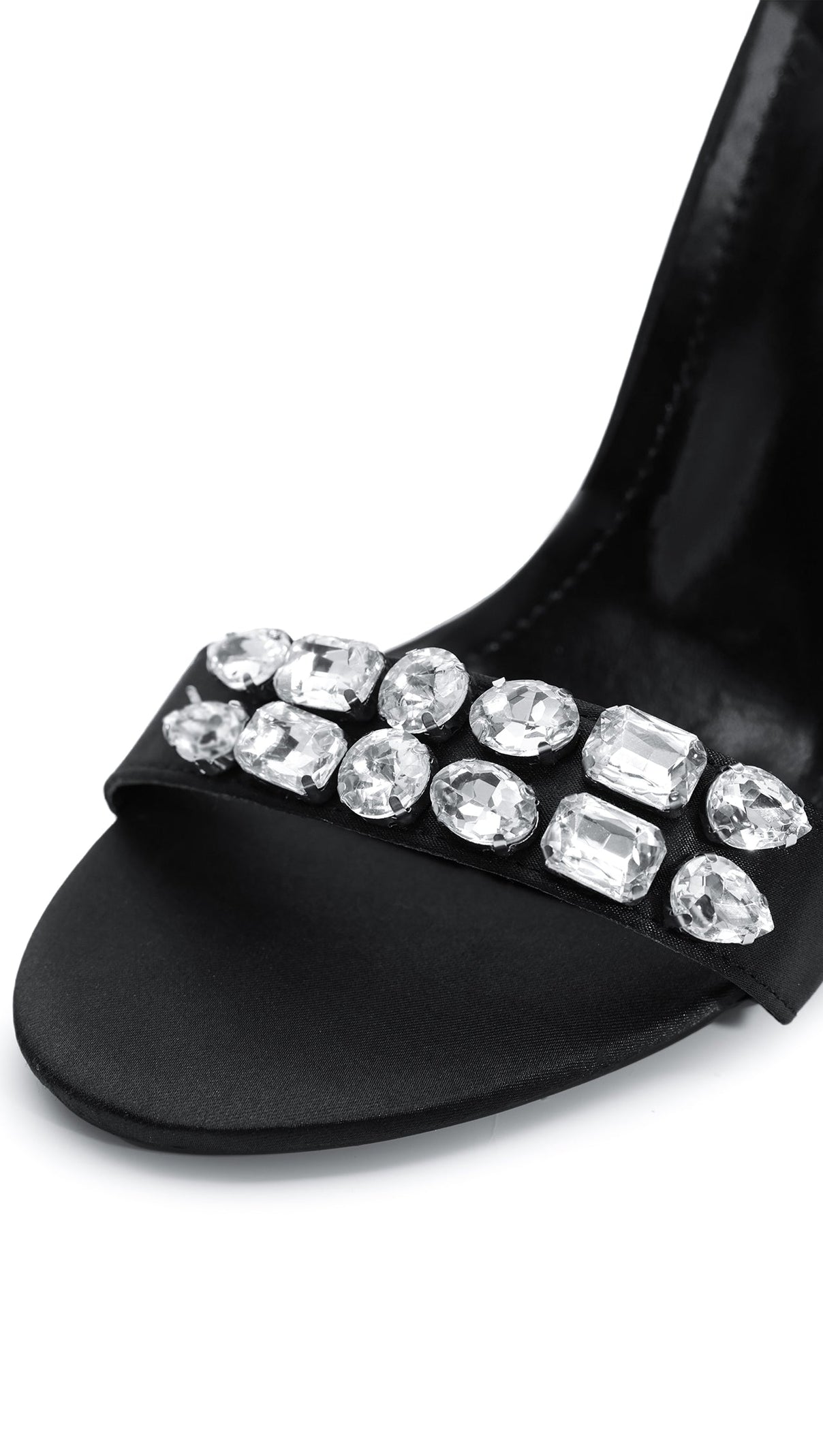AIIZIE LAURA DIAMOND ANKLE STRAP STILETTO SANDALS - BLACK - product image