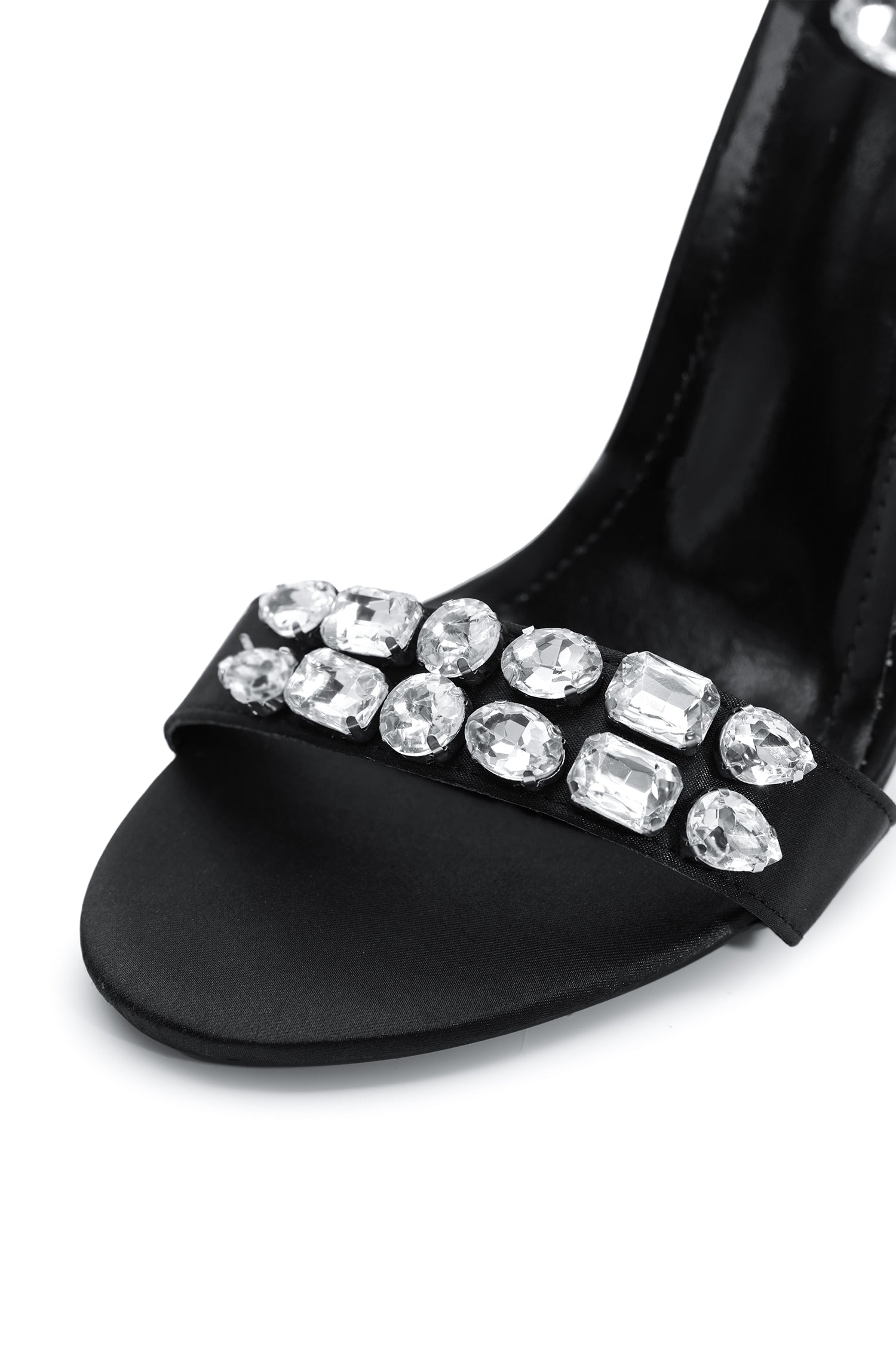 AIIZIE LAURA DIAMOND ANKLE STRAP STILETTO SANDALS - BLACK - product image