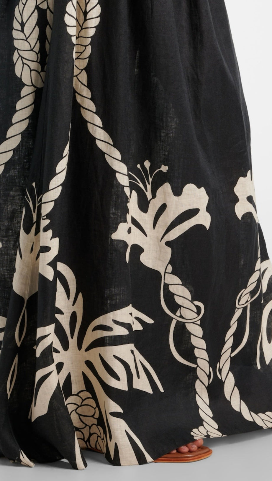 Maxikleid aus Leinen mit Lawerey-Print