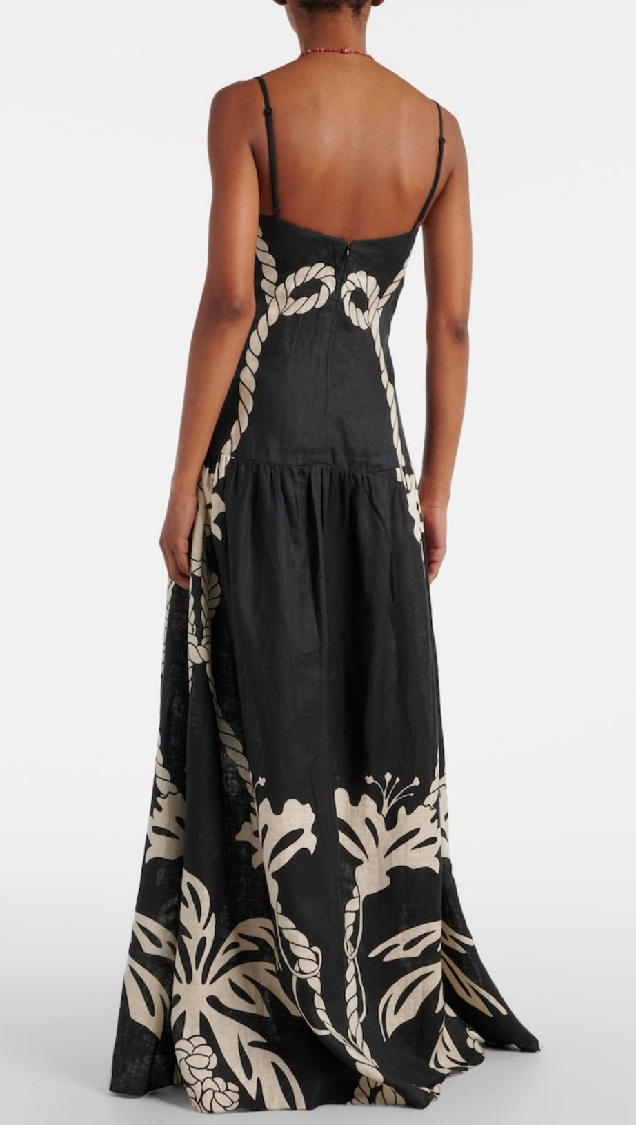 Maxikleid aus Leinen mit Lawerey-Print